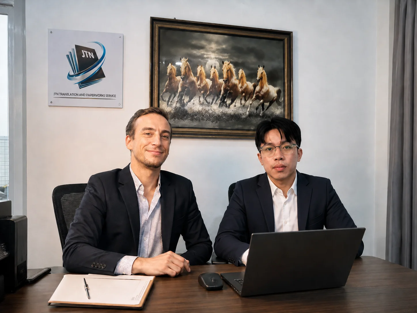 JTN team working with clients on documents in Vientiane